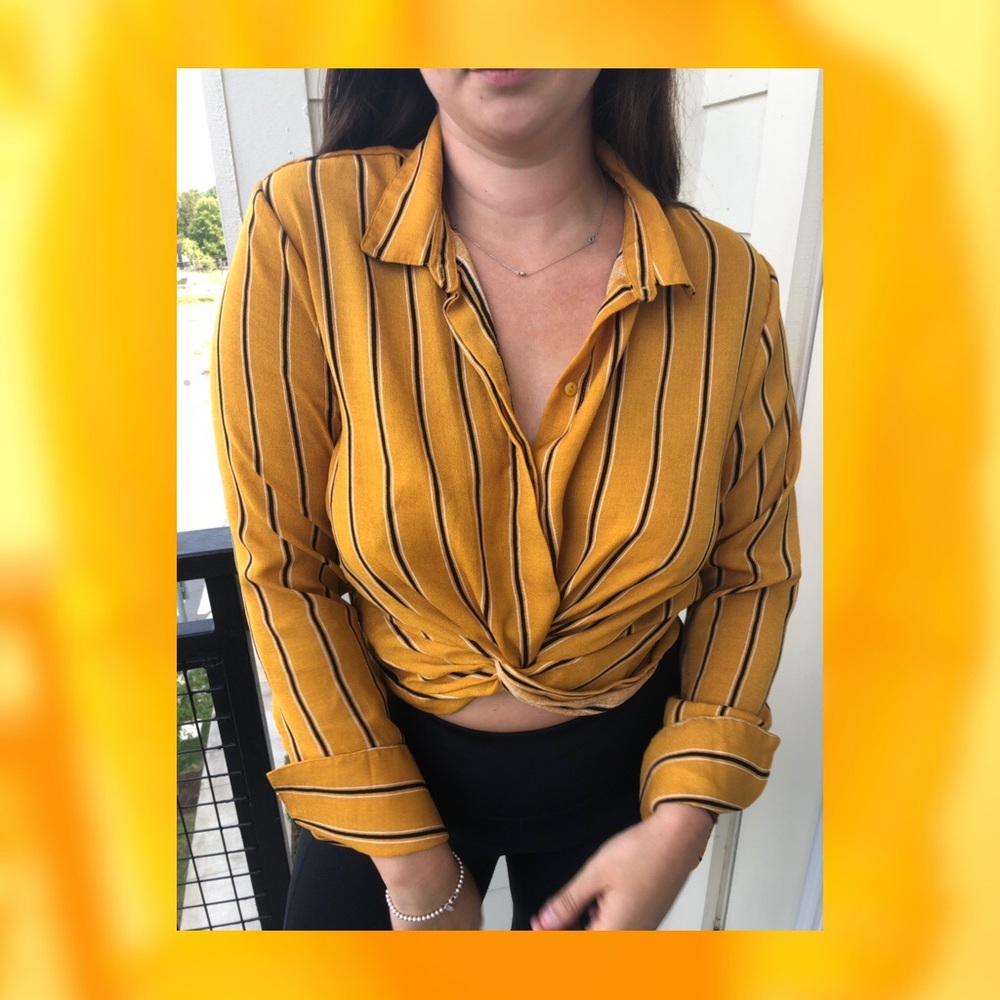 Windsor Mustard Yellow Striped Crop Top